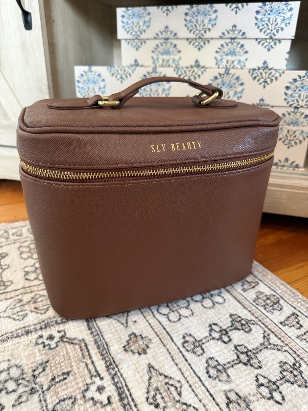 SLY Beauty Cosmetics Makeup Bag | Brown Whiskey Color